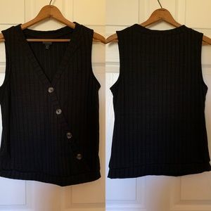 Worthington, black, cross buttoned sweater vest.